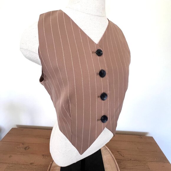 NWT Commense Vest - Mens Style - Crop -Pinstripe Button Down Vest - Size Large - Picture 4 of 10